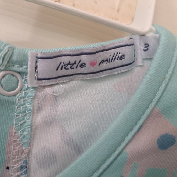 Little Millie 3 Multicolor Dog Print Long Sleeve Romper Back and Crotch Snaps - Picture 3 of 8